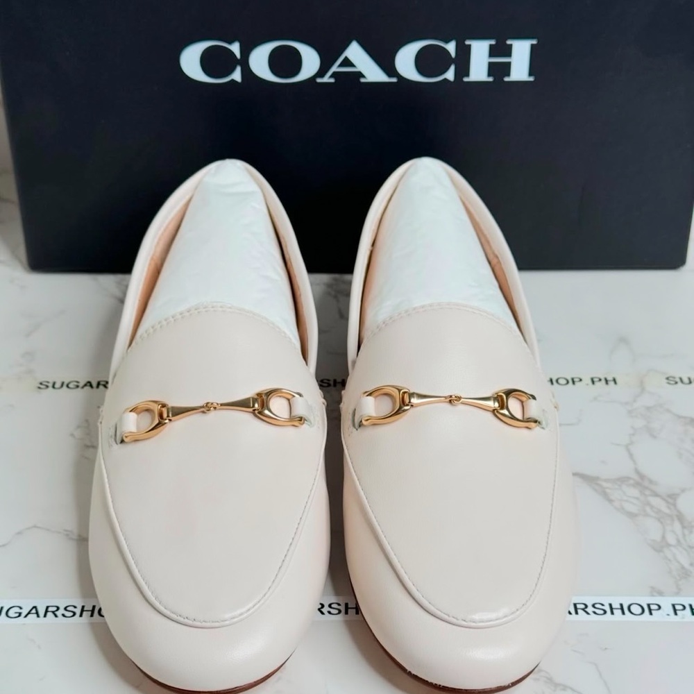 Coach Women's Cream Loafers with Gold Detail - Picture 9 of 14